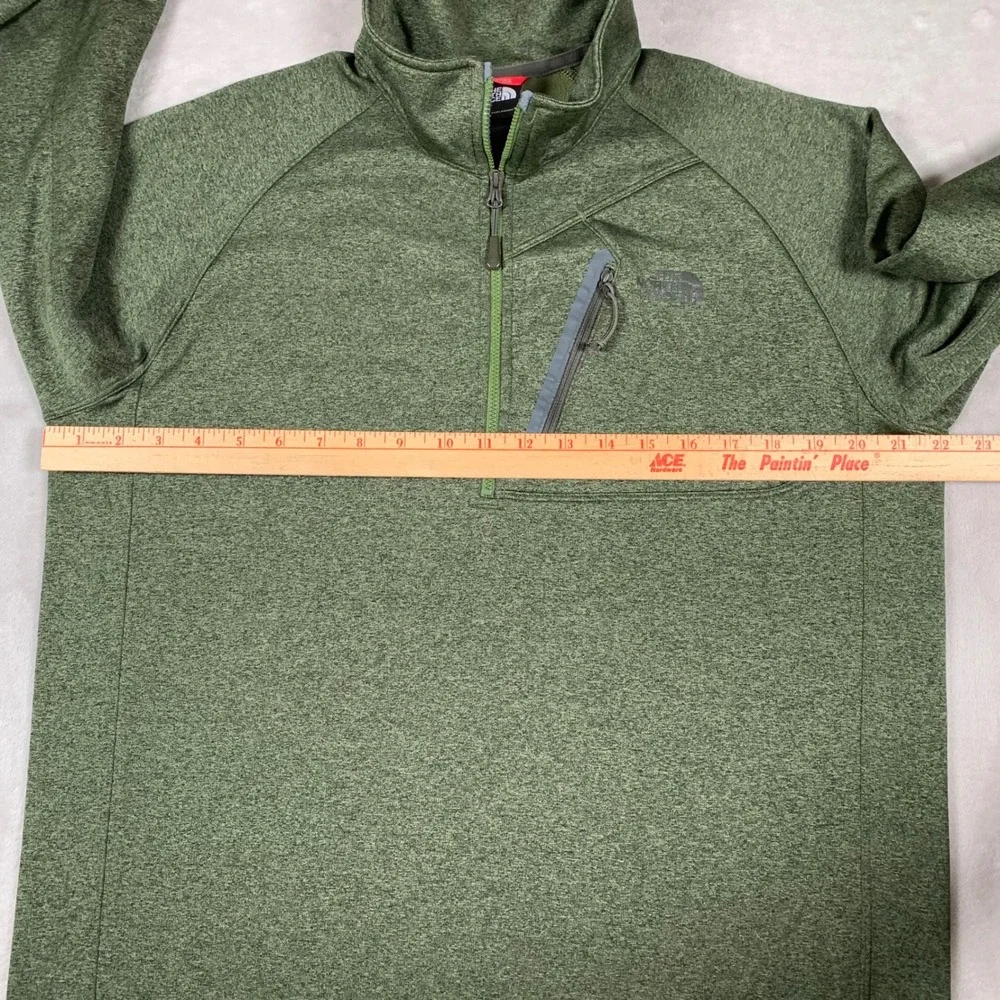 The North Face Quarter Zip Pullover Mens Large Green Heathered Fleece Jacket